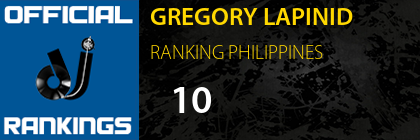 GREGORY LAPINID RANKING PHILIPPINES