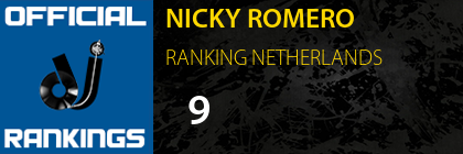 NICKY ROMERO RANKING NETHERLANDS