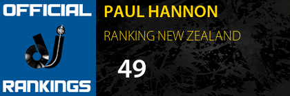 PAUL HANNON RANKING NEW ZEALAND