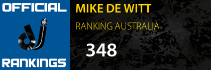 MIKE DE WITT RANKING AUSTRALIA